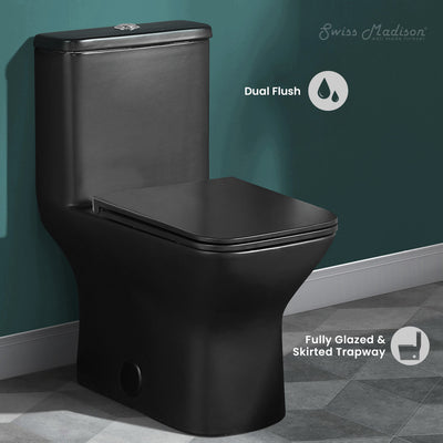 Carre One Piece Square Toilet Dual Flush 1.1/1.6 gpf with 10" Rough-In, Matte Black