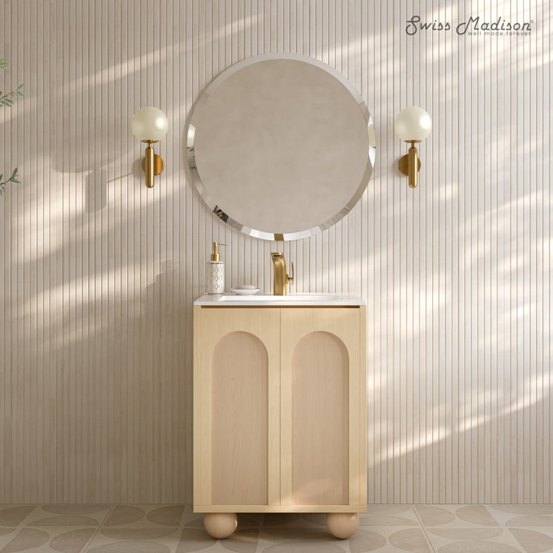 Plaisir II 24" Freestanding Bathroom Vanity in Natural Oak with Sink Top