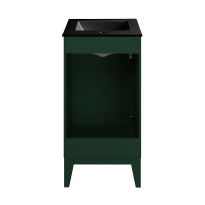Cascade 18" Freestanding Bathroom Vanity in Green Oak with Black Sink Top