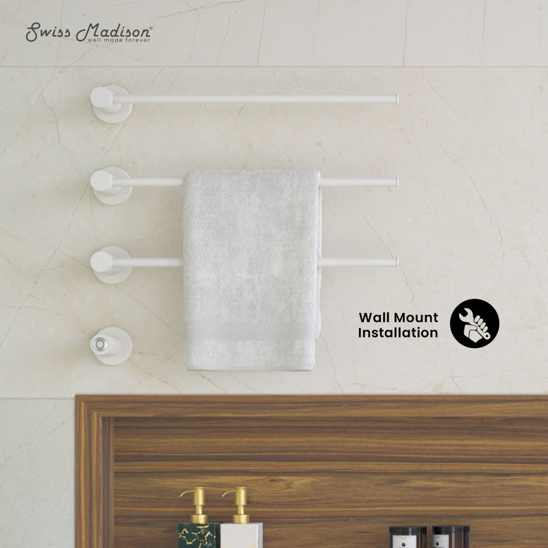 Claire 3-Bar Electric Towel Warmer in Matte White