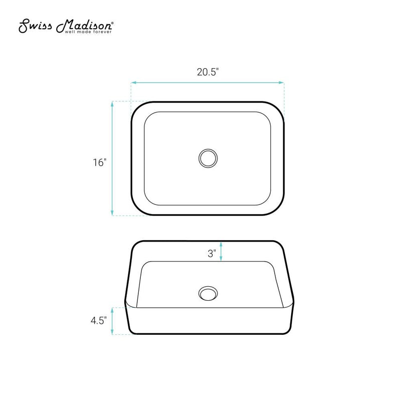 Concorde Rectangle Ceramic Vessel Sink, Matte Black