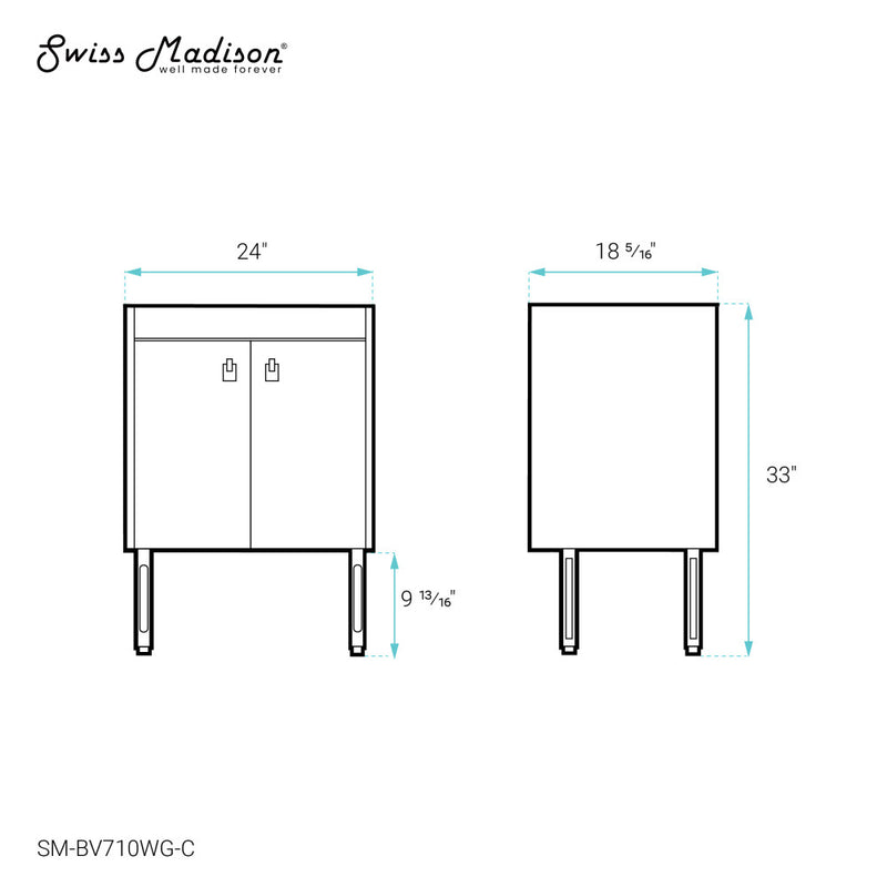 Lumiere 24 Freestanding, Bathroom Vanity in Glossy White and Gold Cabinet Only