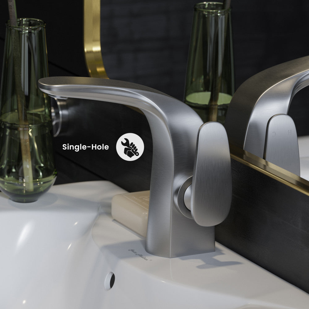 Chateau Single Hole, Single-Handle, Bathroom Faucet in Brushed Nickel