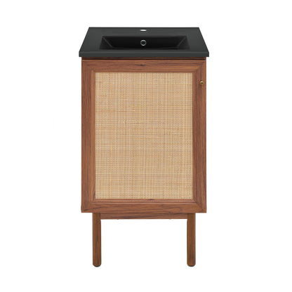 Classe 18" Freestanding Bathroom Vanity in Brown Oak with Black Sink Top