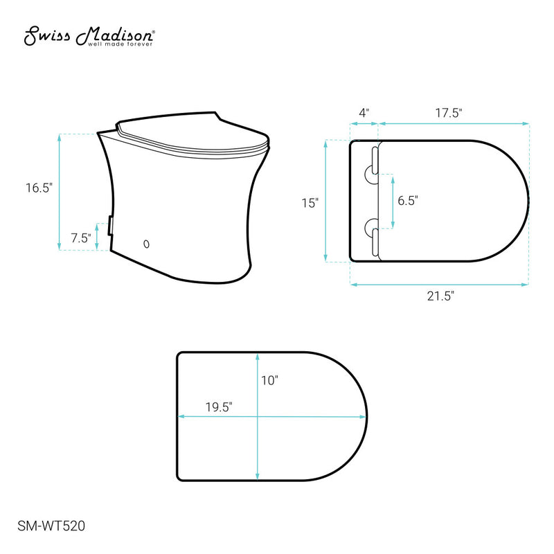 Cascade Back-to-Wall Elongated Toilet Bowl