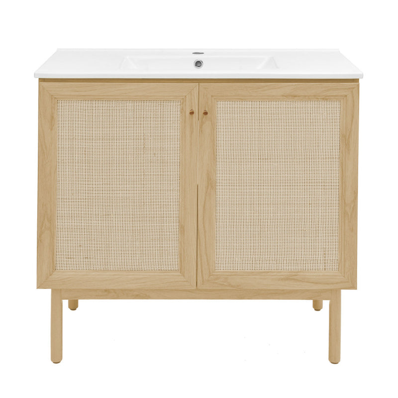 Classe 36" Freestanding Bathroom Vanity in Natural Oak with Sink Top