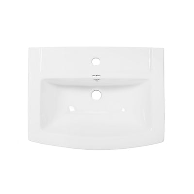 Sublime Two-Piece Glossy White Ceramic Rectangular Pedestal Sink