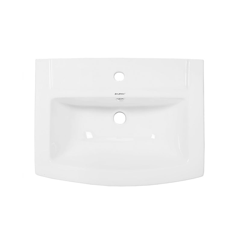 Sublime Two-Piece Glossy White Ceramic Rectangular Pedestal Sink