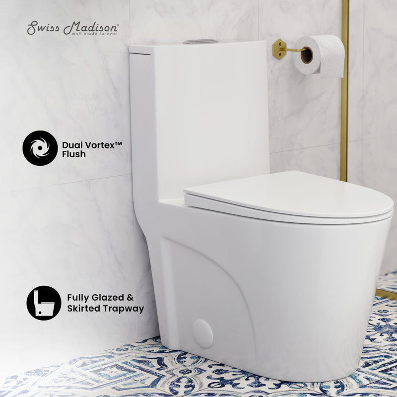 St. Tropez One Piece Elongated Toilet Dual Vortex Flush 1.1/1.6 gpf with 10" Rough In