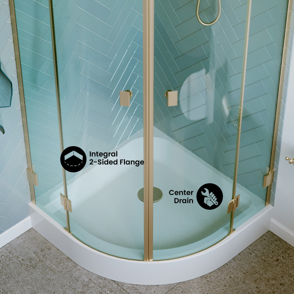 Voltaire 32" x 32" Acrylic White, Single-Threshold, Center Drain, Neo-angle Shower Base