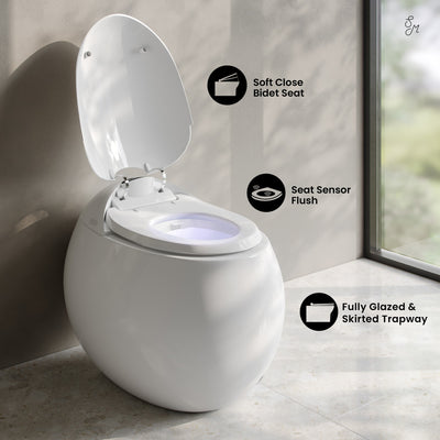 Plaisir Smart One-Piece 1.28 GPF Single Flush Toilet in Glossy White