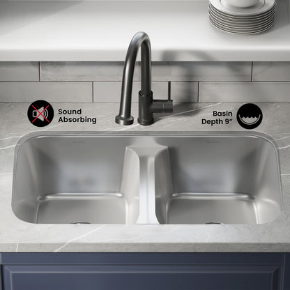 Toulouse 29 x 18 Stainless Steel, Dual Basin, Undermount Kitchen Sink