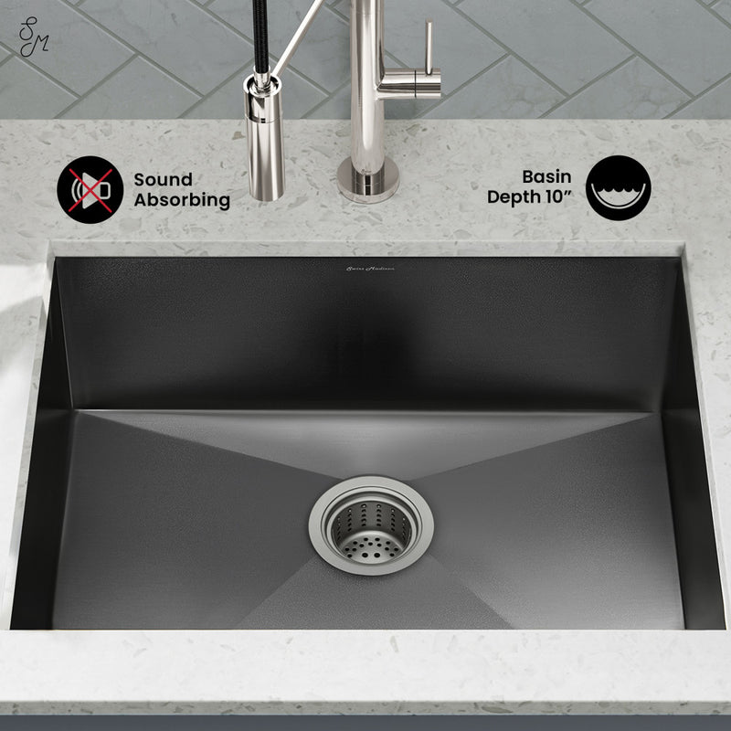 Tourner 27 x 19 Stainless Steel, Single Basin, Undermount Kitchen Sink in Black