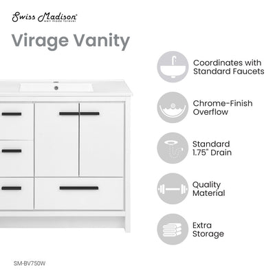 Virage 36 Freestanding, Bathroom Vanity in White