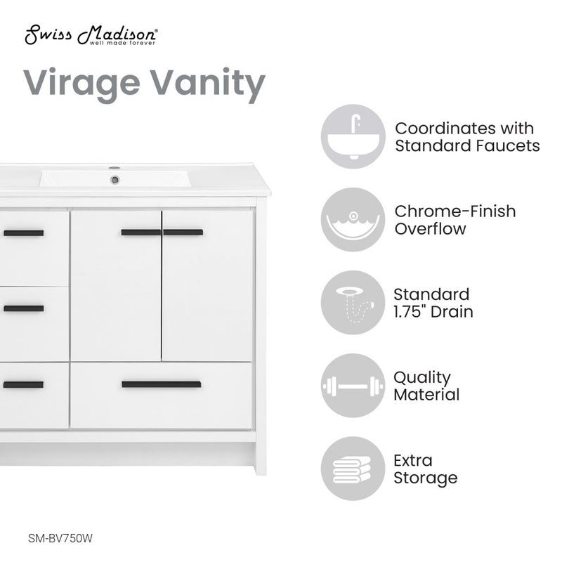 Virage 36 Freestanding, Bathroom Vanity in White