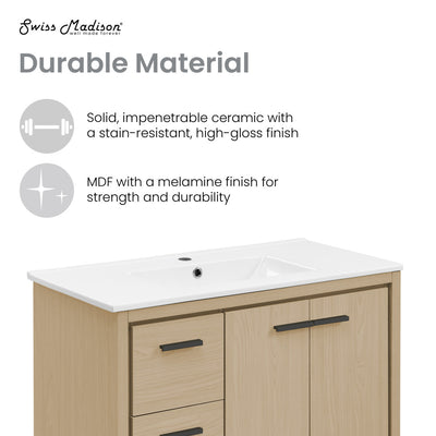 Virage 36" Freestanding Bathroom Vanity in Natural Oak with Sink Top