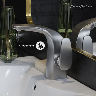 Chateau Single Hole, Single-Handle, Bathroom Faucet in Brushed Nickel