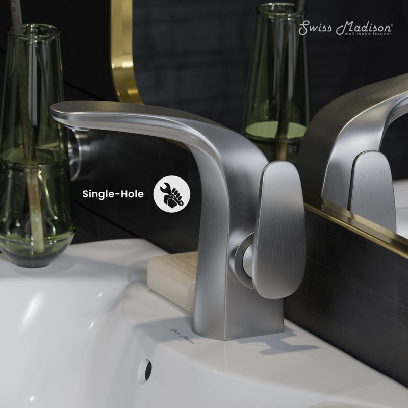 Chateau Single Hole, Single-Handle, Bathroom Faucet in Brushed Nickel