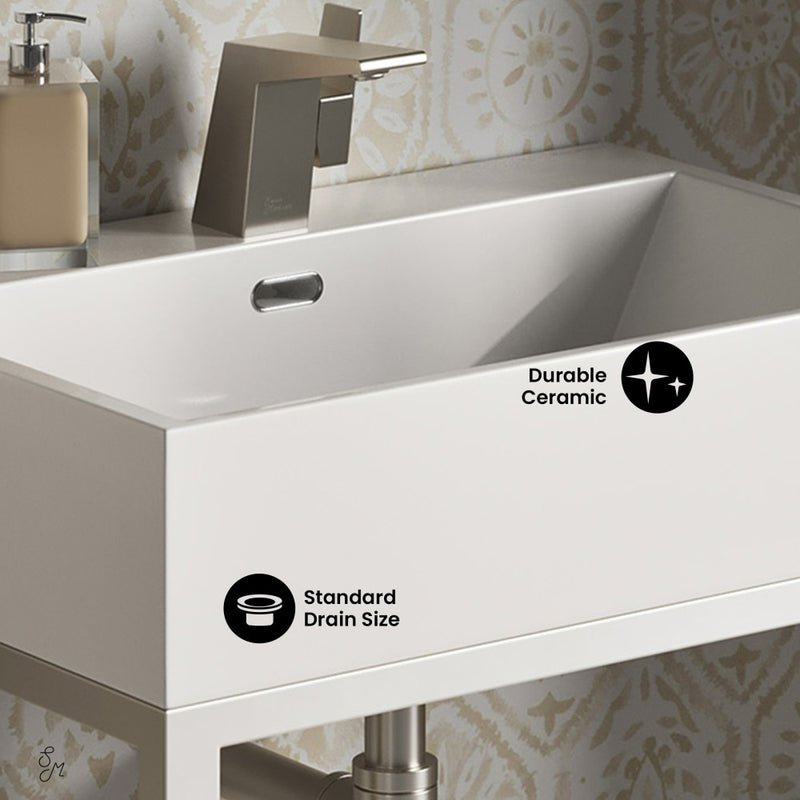 Concorde 24" Rectangle Console Sink with Matte Silver Legs