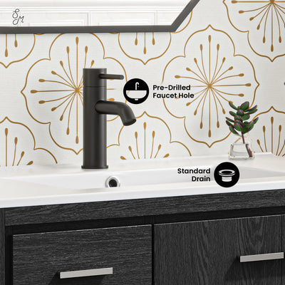 Virage 36" Freestanding Bathroom Vanity in Black Oak with Sink Top