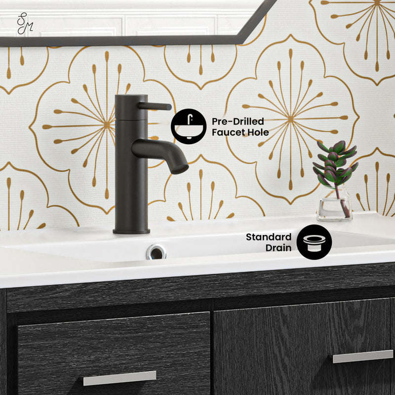 Virage 36" Freestanding Bathroom Vanity in Black Oak with Sink Top