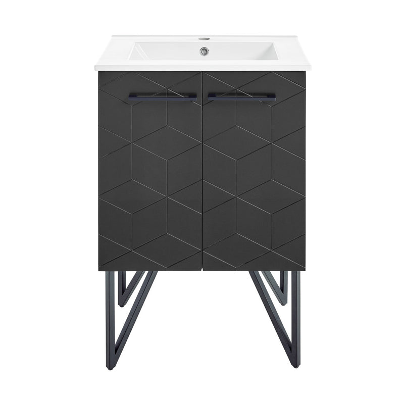 Annecy 24" Freestanding Bathroom Vanity in Phantom Black with Sink Top