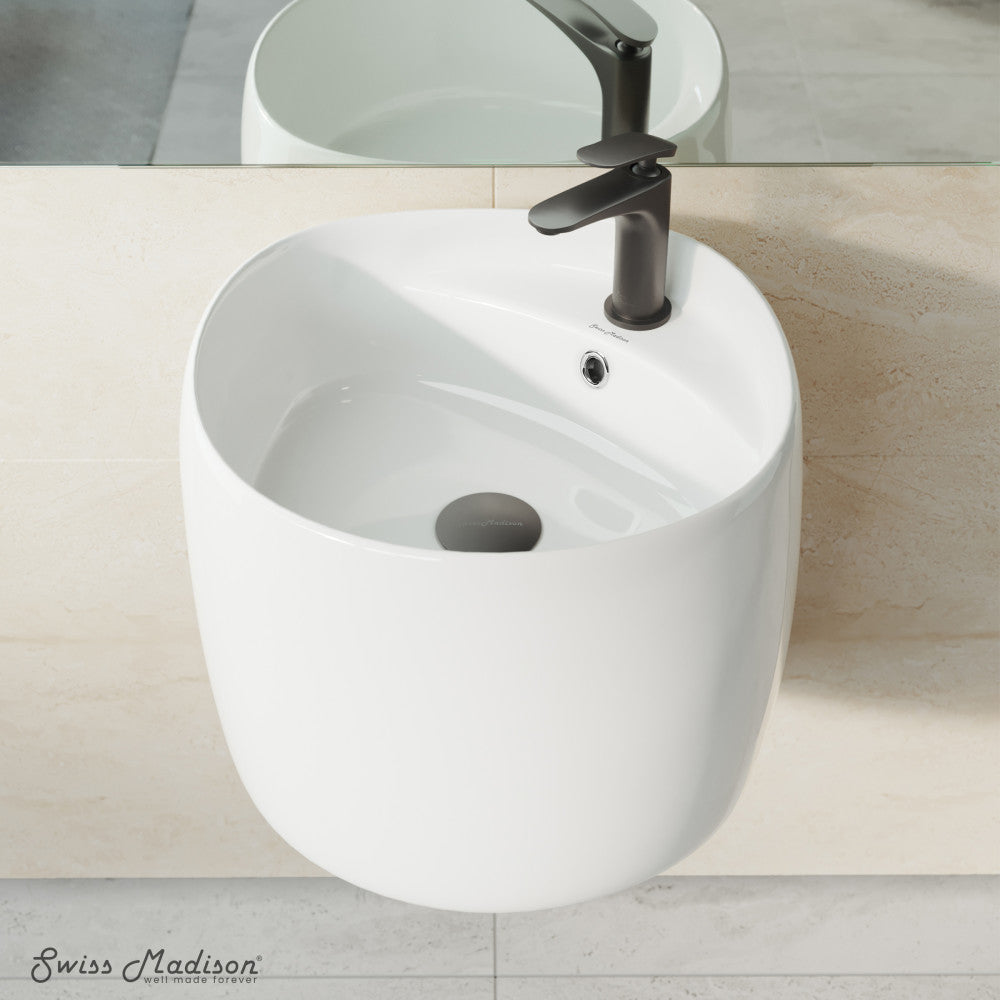 Ivy 18 in. Ceramic Glossy White Wall Mount Sink