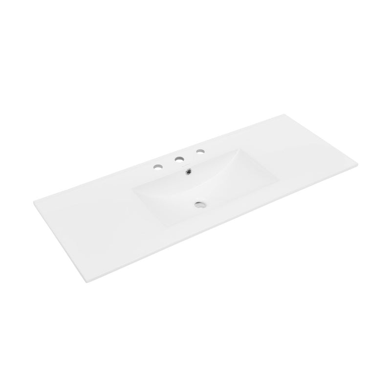 48" 3-Hole Widespread Vanity Sink Top in Glossy White