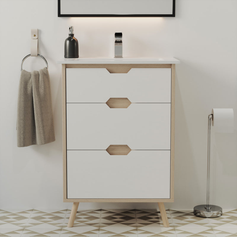 Brusque 24" Bathroom Vanity in White Oak