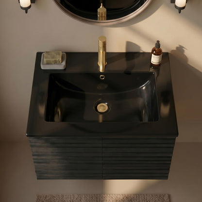 24" Vanity Sink Top in Glossy Black