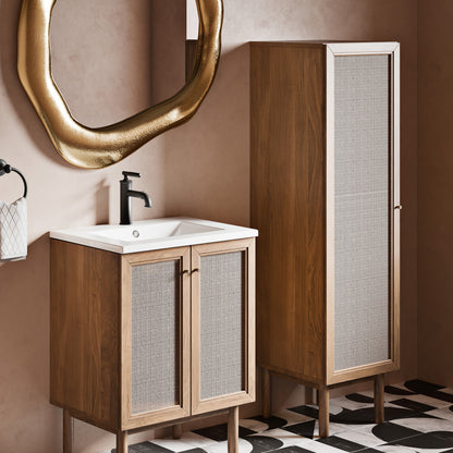 Classe 15.5 x 15 x 60 Freestanding Linen Cabinet in Toppan Oak