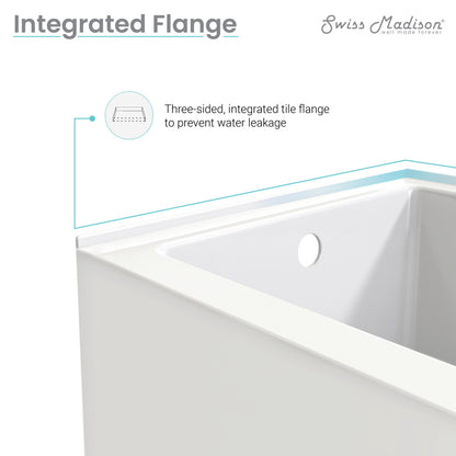Alcove skirted bathtub 60 inch with left-hand drain, apron front, integrated tile flange to prevent water leakage.