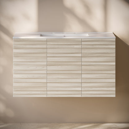 Cascade 36" Wall-Mounted Bathroom Vanity in White Oak with 3-Hole Widespread Sink Top