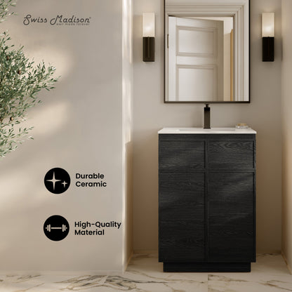St. Tropez 24" Freestanding Bathroom Vanity in Black Oak with Sink Top