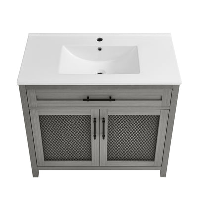 Calice 36" Freestanding Bathroom Vanity in Carbon Gray with Sink Top