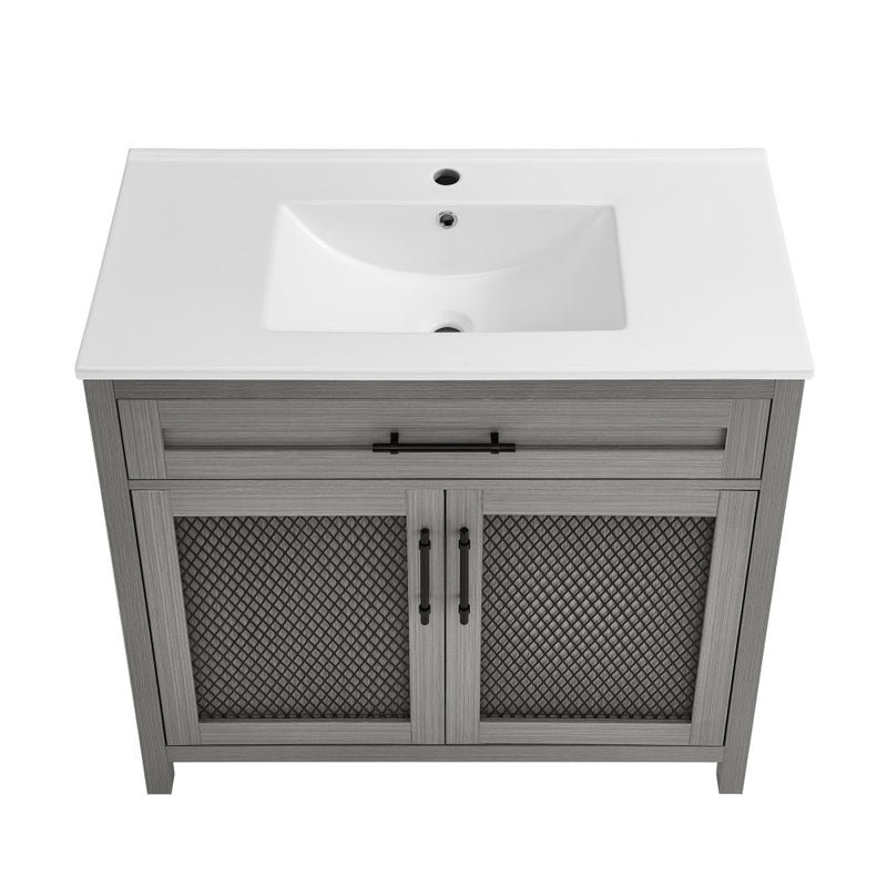 Calice 36" Freestanding Bathroom Vanity in Carbon Gray with Sink Top