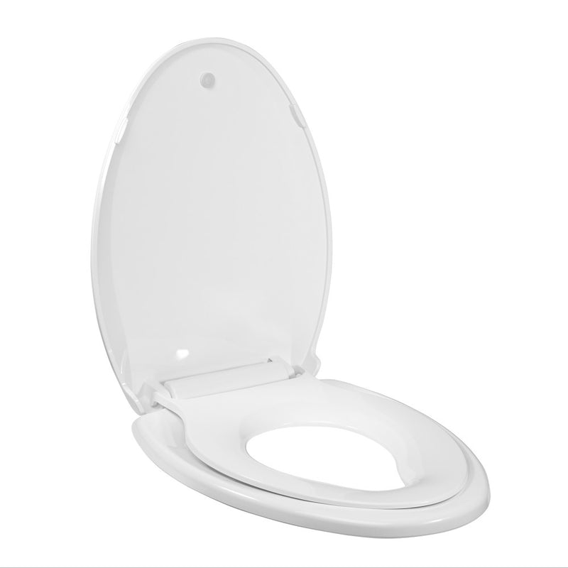 Elongated Toilet Seat with Toddler Seat Built In, Family Toilet Seat in Glossy White