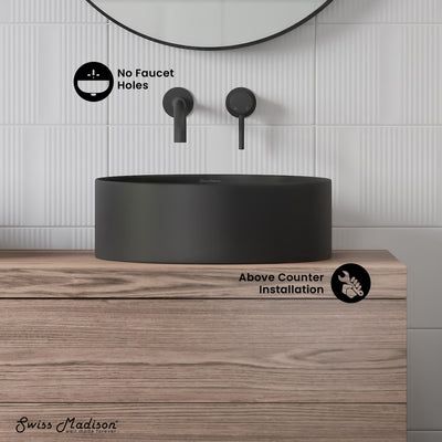 Beau 16.5" Round Vessel Bathroom Sink in Matte Black