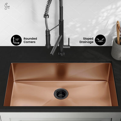 Rivage 32 x 19 Stainless Steel, Single Basin, Undermount Kitchen Sink, Rose Gold