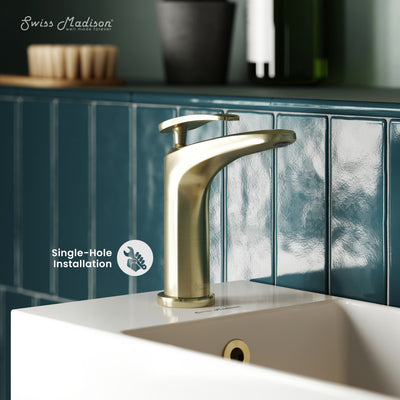 Sublime Single Hole, Single-Handle, Bathroom Faucet in Brushed Gold