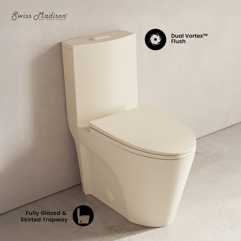 St. Tropez One-Piece 12" Rough-in 1.1/1.6 GPF Dual Flush Elongated ADA Toilet in Matte Bisque