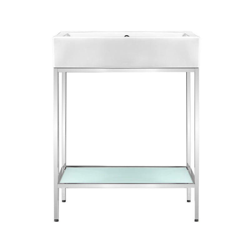 Pierre 24 Single, Freestanding, Open Shelf, Chrome Metal Frame Bathroom Vanity