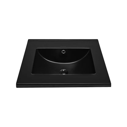 18" Zero Hole Vanity Sink Top in Glossy Black