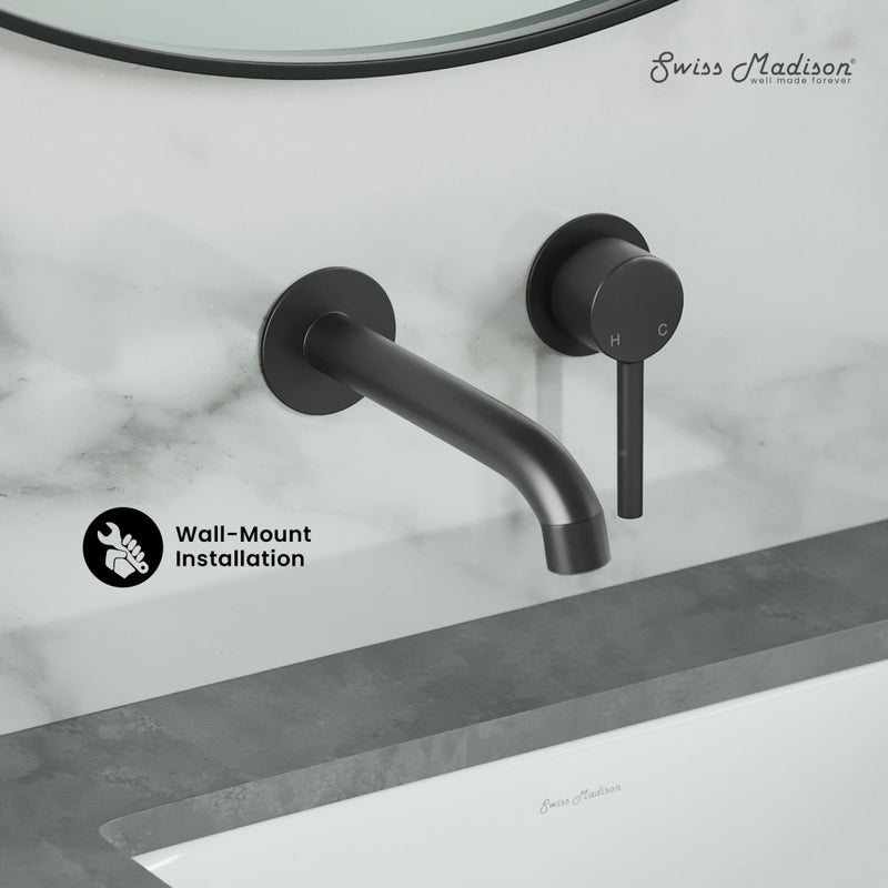 Ivy Single-Handle Wall Mount Bathroom Faucet in Matte Black