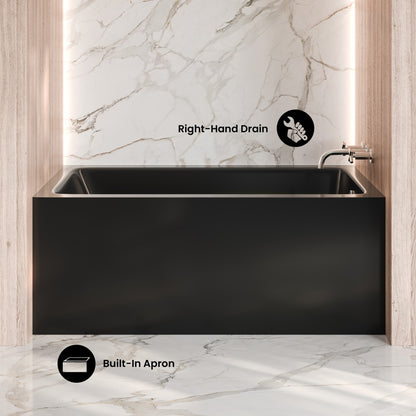 Voltaire 54 x 30 Skirted Right Drain Soaking Apron Bathtub in Glossy Black