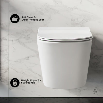 Calice Wall-Hung Toilet Bundle 0.8/1.6 GPF Dual Flush in Glossy White with Flush Plate