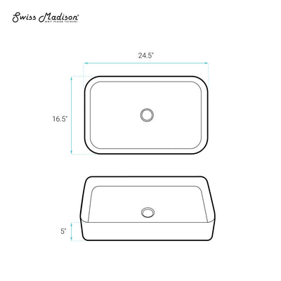 Concorde 24 Rectangle Ceramic Vessel Sink