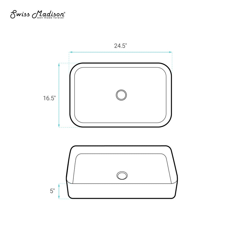 Concorde 24 Rectangle Ceramic Vessel Sink