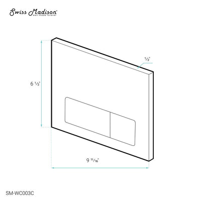 Wall Mount Dual Flush Actuator Plate with Rectangle Push Buttons in Matte Chrome