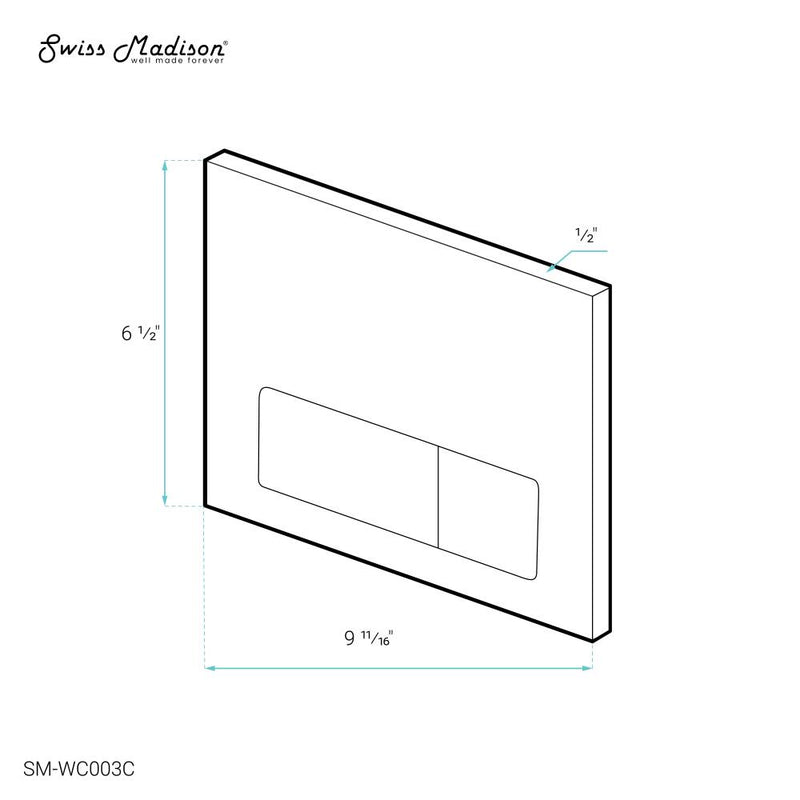 Wall Mount Dual Flush Actuator Plate with Rectangle Push Buttons in Matte Chrome